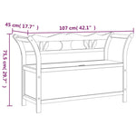 Fekete tömör fenyőfa pad 107 x 45 x 75,5 cm 9