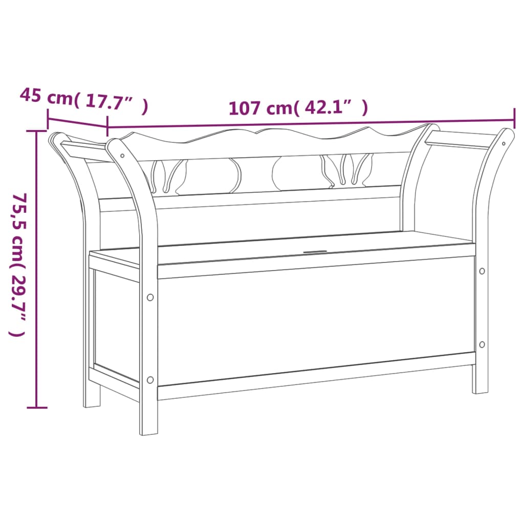 Fekete tömör fenyőfa pad 107 x 45 x 75,5 cm 9