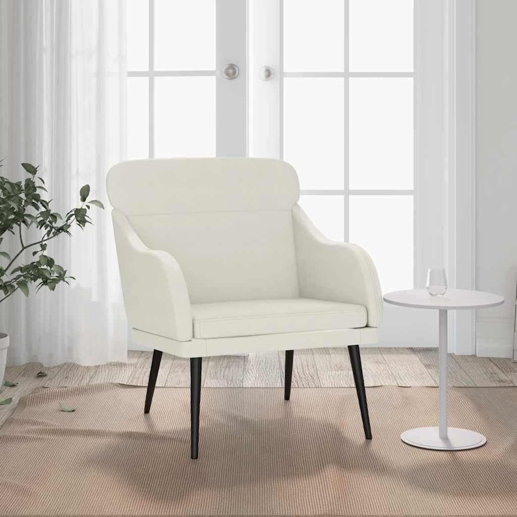 Krémszínű bársonyfotel 63 x 76 x 80 cm