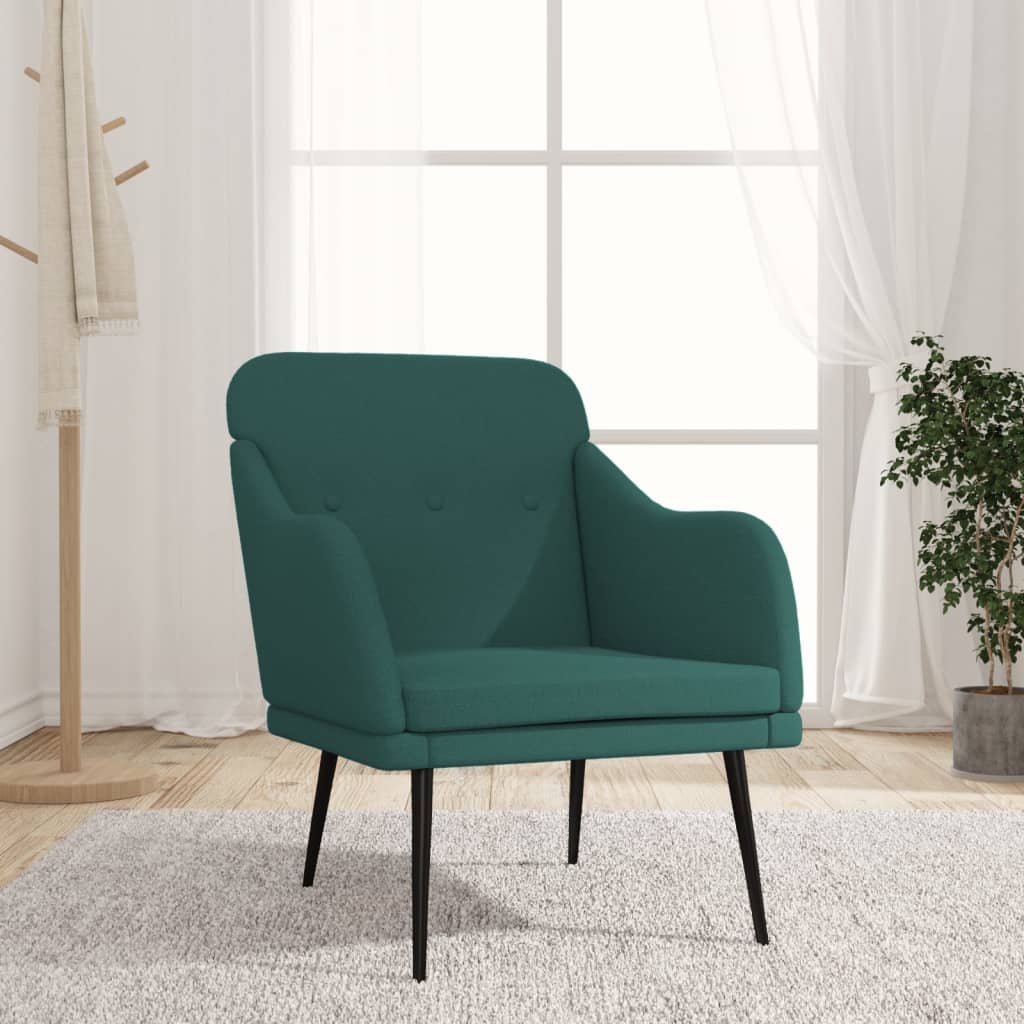 Sötétzöld szövetfotel 63 x 76 x 80 cm