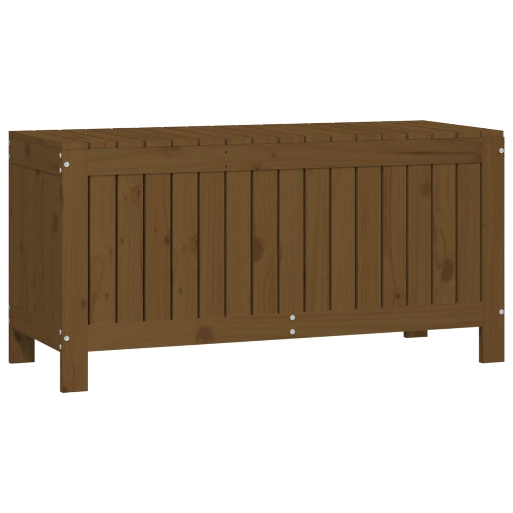 Mézbarna tömör fenyőfa kerti tárolóláda 108x42,5x54 cm 5