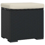 Fekete polyrattan zsámoly párnával 40 x 30 x 40 cm 2