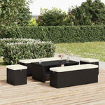 Fekete polyrattan zsámoly párnával 40 x 30 x 40 cm 3