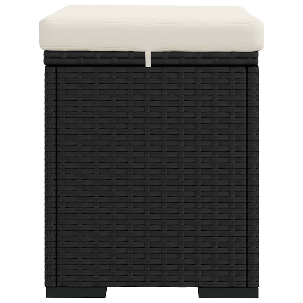 Fekete polyrattan zsámoly párnával 40 x 30 x 40 cm 6