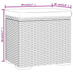 Fekete polyrattan zsámoly párnával 40 x 30 x 40 cm 8