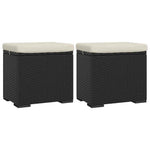 2 db fekete polyrattan zsámoly párnákkal 40 x 30 x 40 cm 2