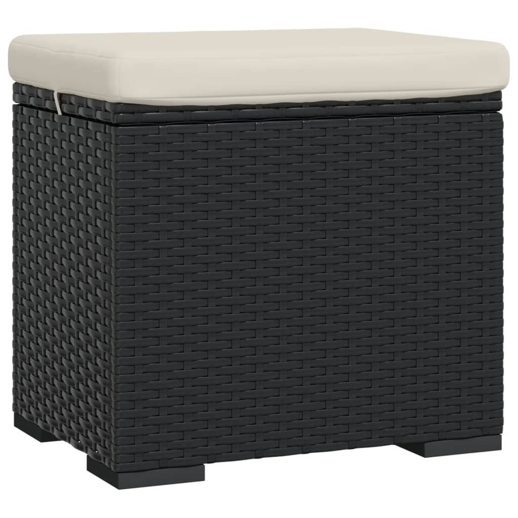 2 db fekete polyrattan zsámoly párnákkal 40 x 30 x 40 cm 4