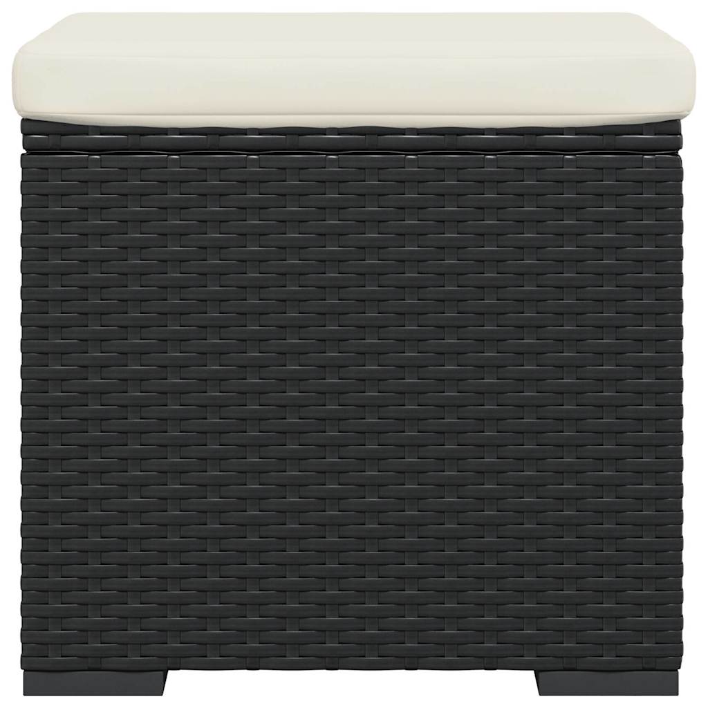 2 db fekete polyrattan zsámoly párnákkal 40 x 30 x 40 cm 5