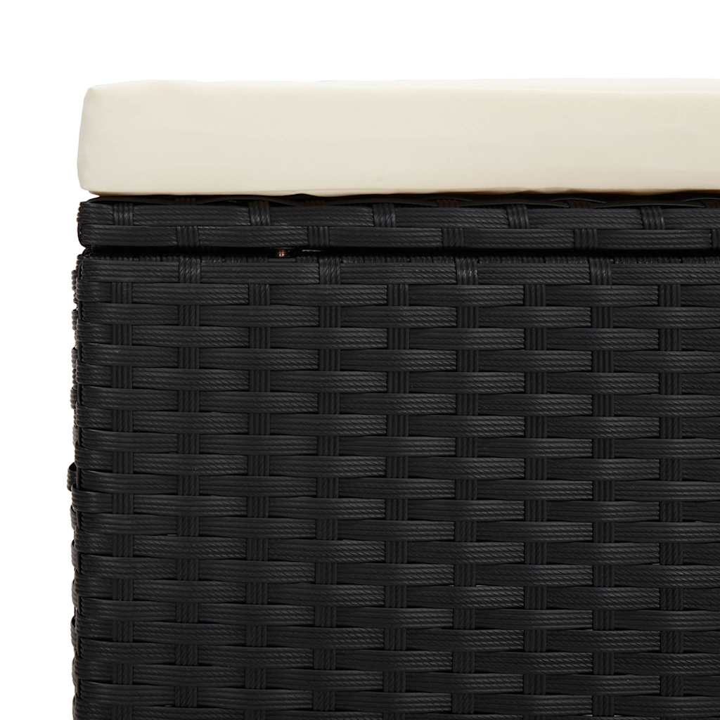 2 db fekete polyrattan zsámoly párnákkal 40 x 30 x 40 cm 8