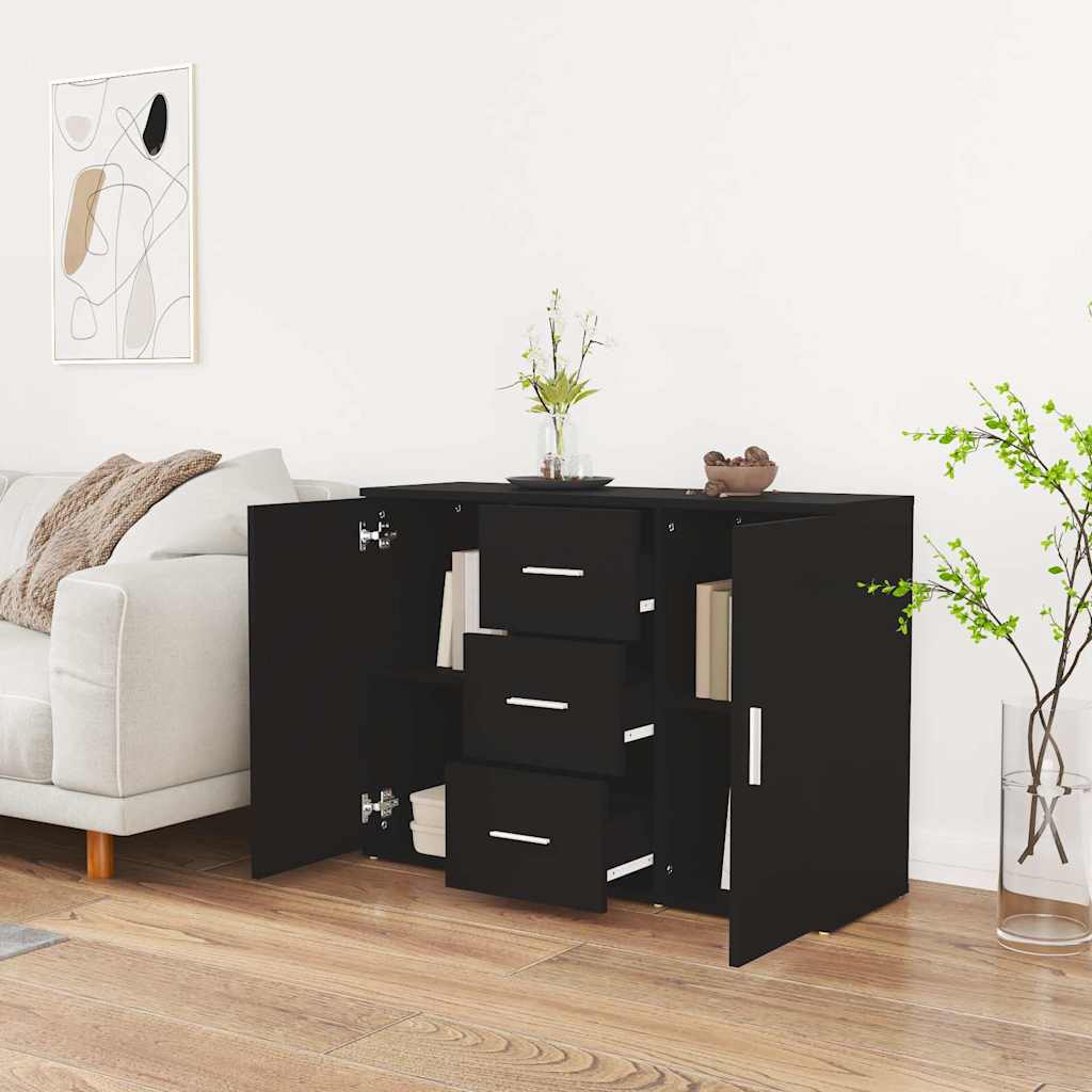 Fekete szerelt fa tálalószekrény 91 x 29,5 x 65 cm 3