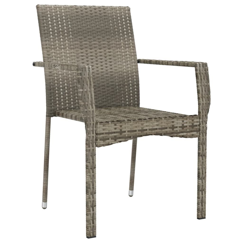 4 db szürke polyrattan kerti szék párnával 4