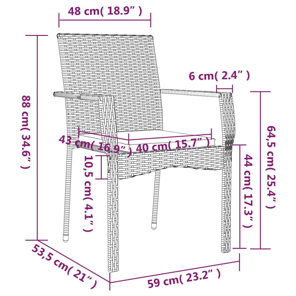 4 db szürke polyrattan kerti szék párnával 9