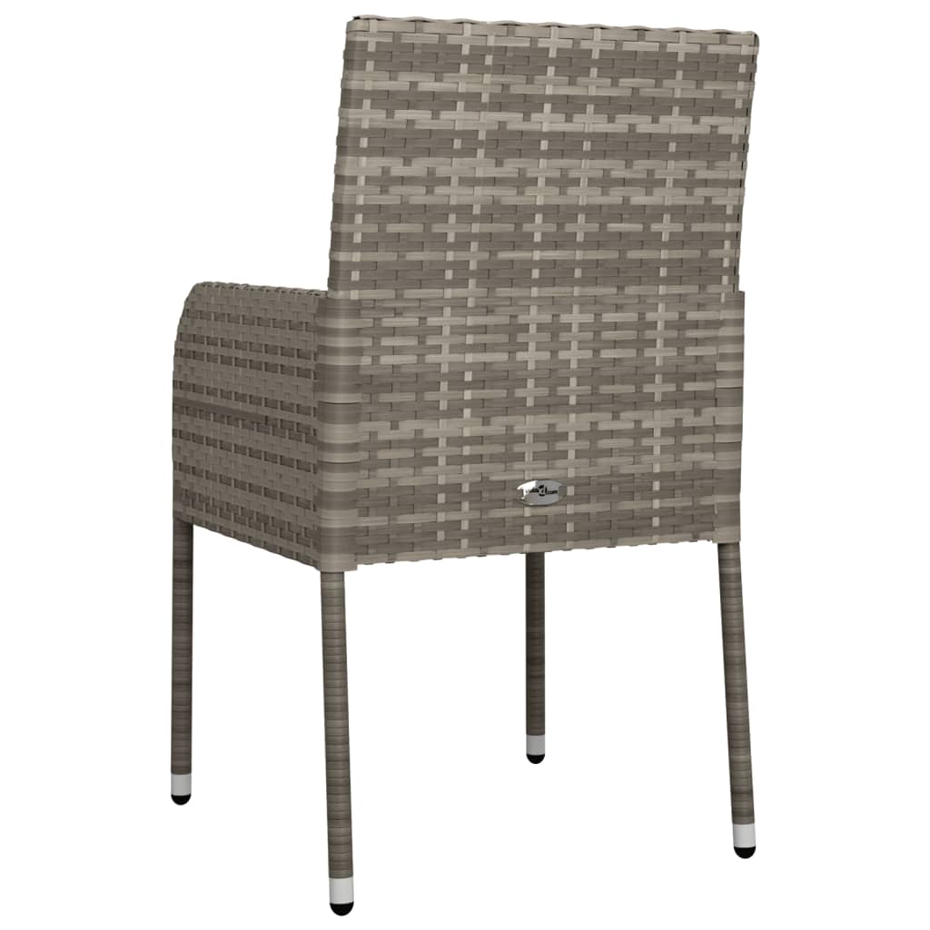2 db szürke polyrattan kerti szék párnával 7