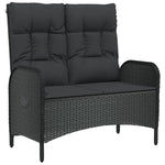 Fekete polyrattan dönthető kerti pad párnákkal 107 cm 2