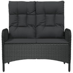 Fekete polyrattan dönthető kerti pad párnákkal 107 cm 3