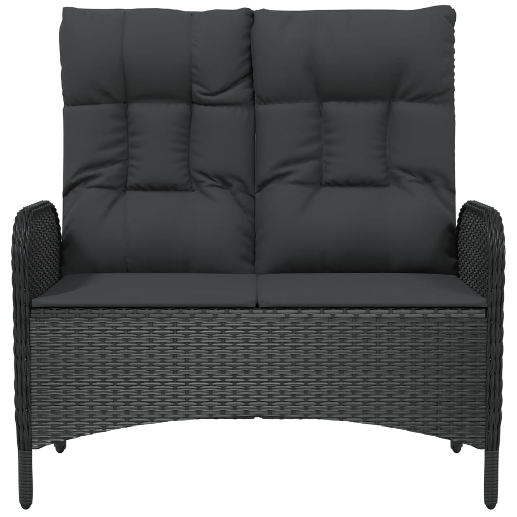 Fekete polyrattan dönthető kerti pad párnákkal 107 cm 3