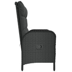 Fekete polyrattan dönthető kerti pad párnákkal 107 cm 4