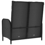 Fekete polyrattan dönthető kerti pad párnákkal 107 cm 5