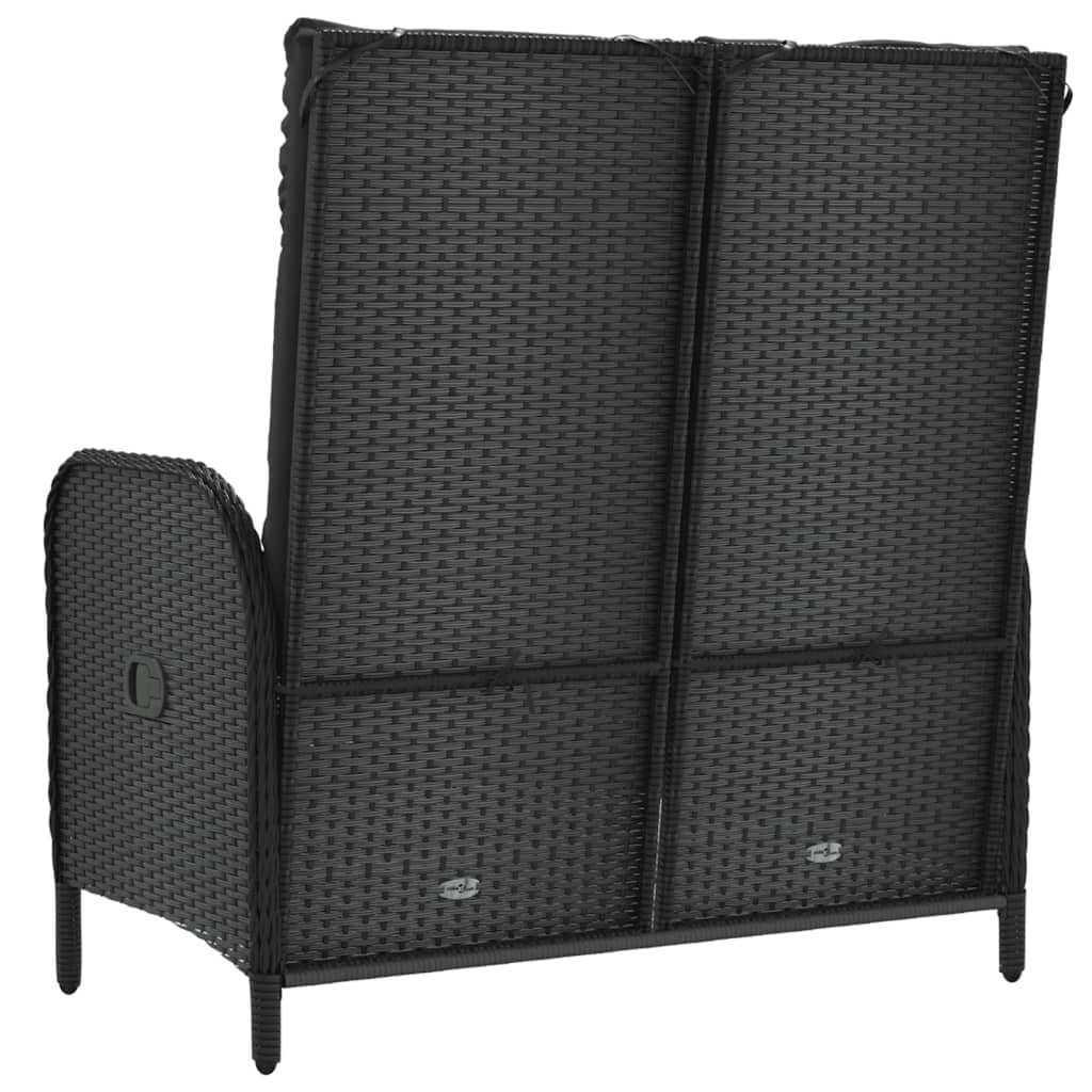 Fekete polyrattan dönthető kerti pad párnákkal 107 cm 5