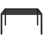 Fekete polyrattan üveglapos kerti asztal 150 x 90 x 75 cm 3