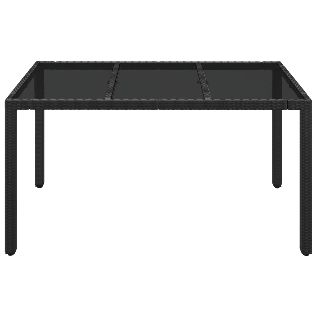 Fekete polyrattan üveglapos kerti asztal 150 x 90 x 75 cm 3