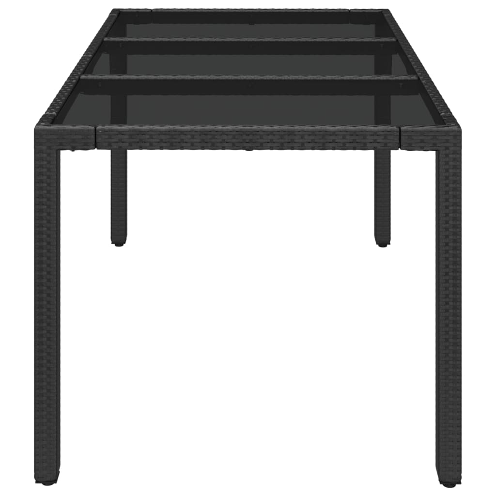 Fekete polyrattan üveglapos kerti asztal 150 x 90 x 75 cm 4