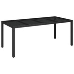 Fekete polyrattan üveglapos kerti asztal 190 x 90 x 75 cm 2