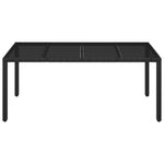 Fekete polyrattan üveglapos kerti asztal 190 x 90 x 75 cm 3