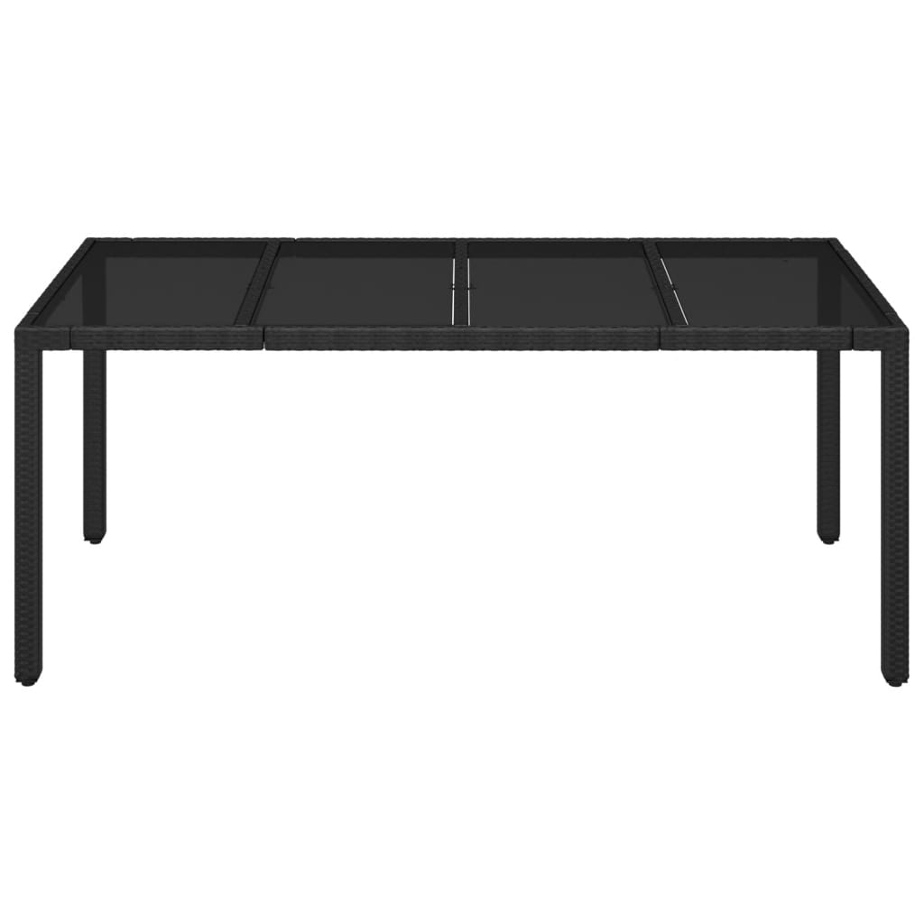 Fekete polyrattan üveglapos kerti asztal 190 x 90 x 75 cm 3