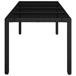 Fekete polyrattan üveglapos kerti asztal 190 x 90 x 75 cm 4