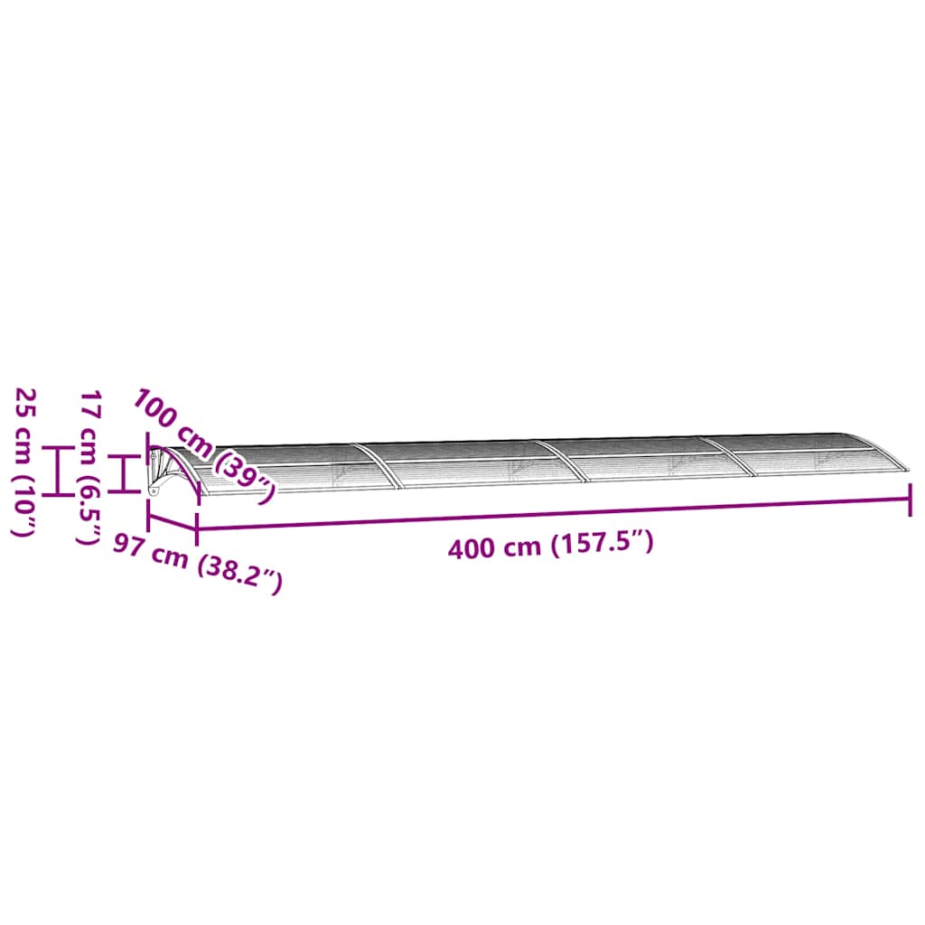 Fekete polikarbonát ajtóelőtető 400 x 100 cm 7