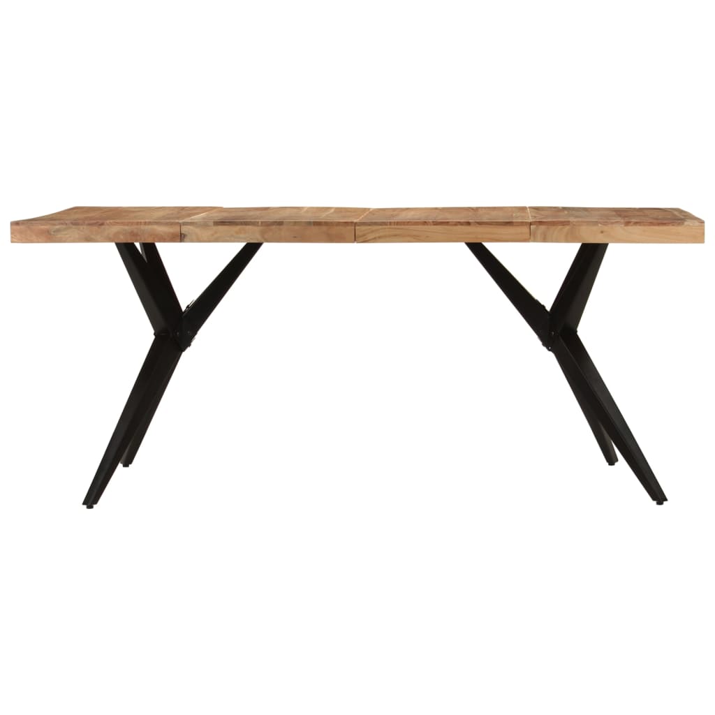Fekete tömör akácfa étkezőasztal 180 x 90 x 77 cm 2