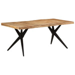 Fekete tömör akácfa étkezőasztal 180 x 90 x 77 cm 8