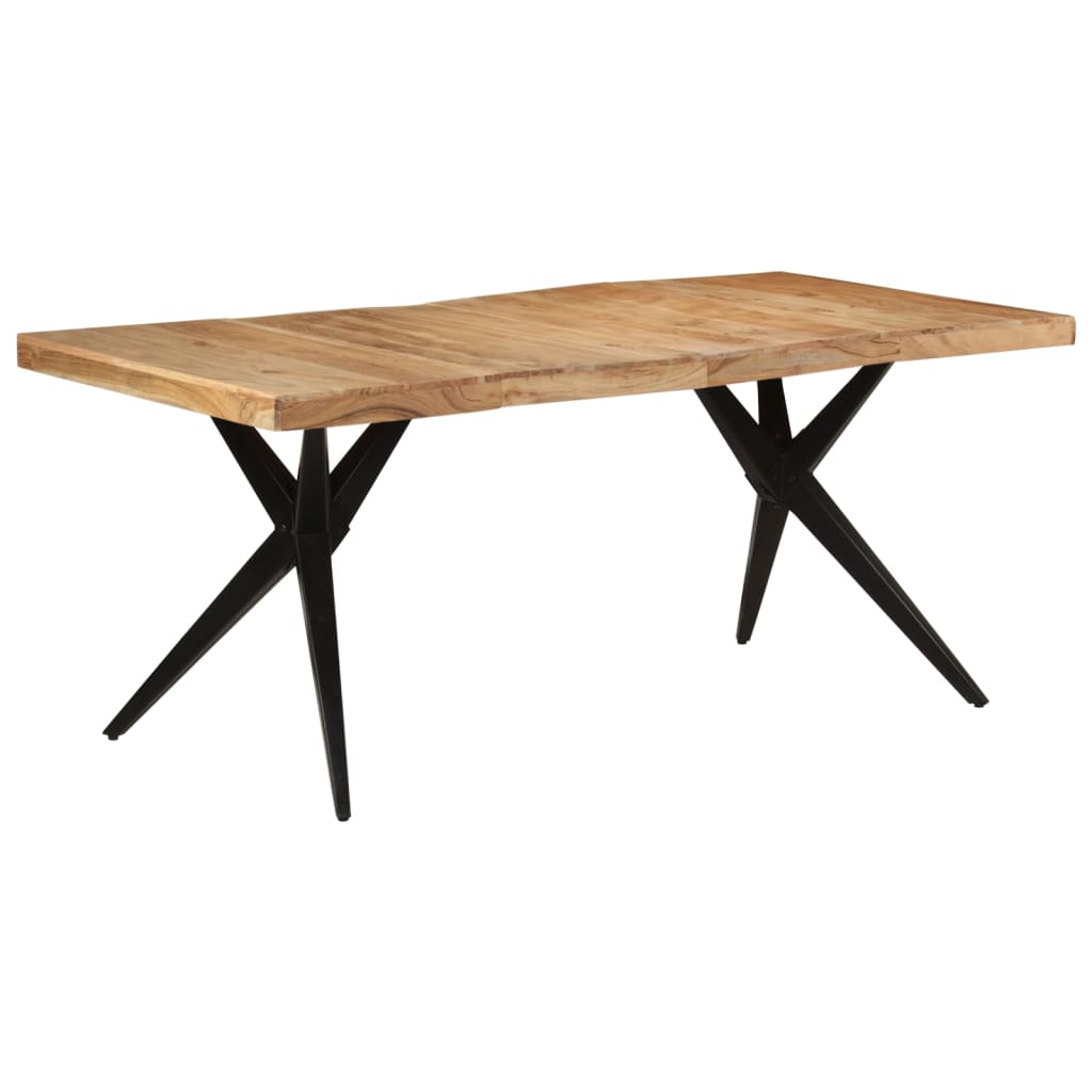 Fekete tömör akácfa étkezőasztal 180 x 90 x 77 cm 8