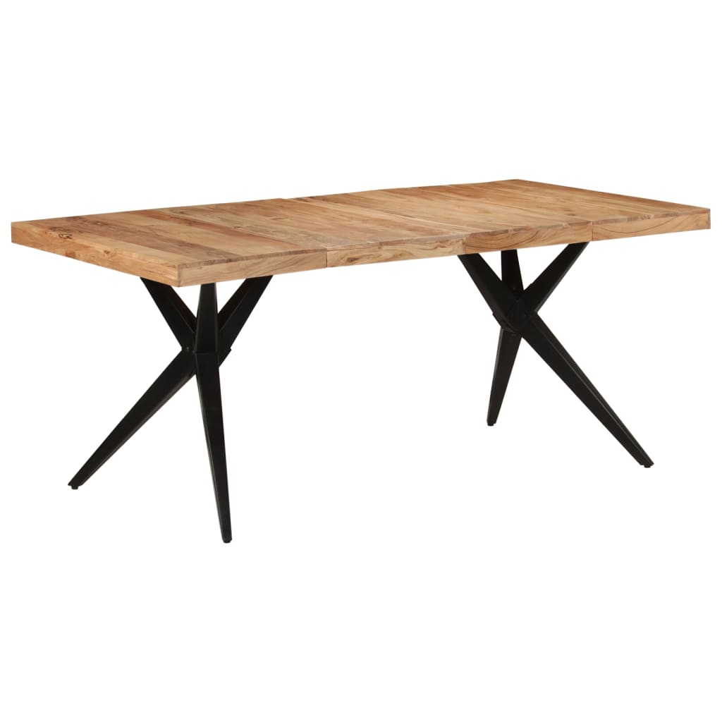 Fekete tömör akácfa étkezőasztal 180 x 90 x 77 cm 9
