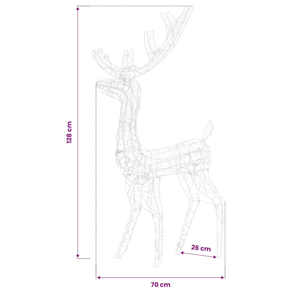 3 db színes akril karácsonyi rénszarvas dekoráció 120 cm 10