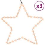 3 db meleg fehér karácsonyi csillagok 48 LED-del 56 cm 2