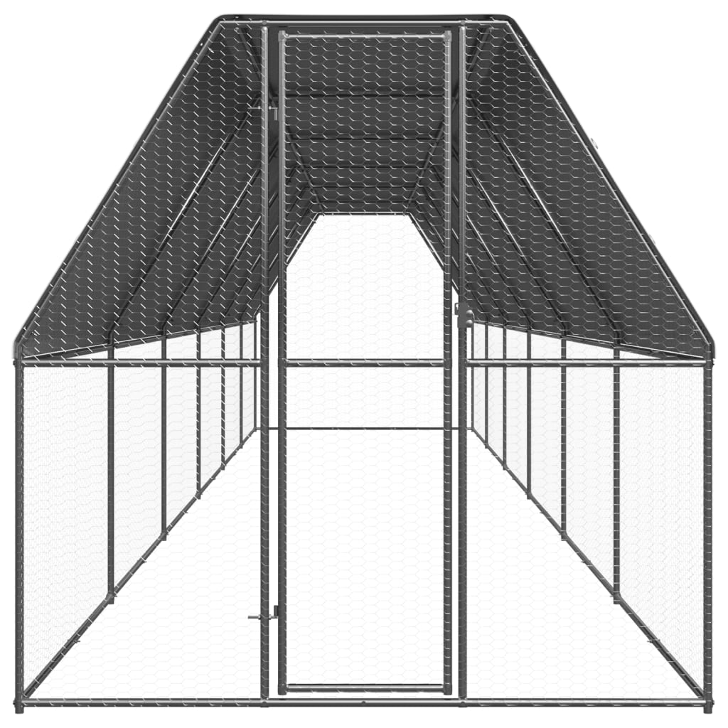 Kültéri horganyzott acél tyúkól 2x12x2 m 2