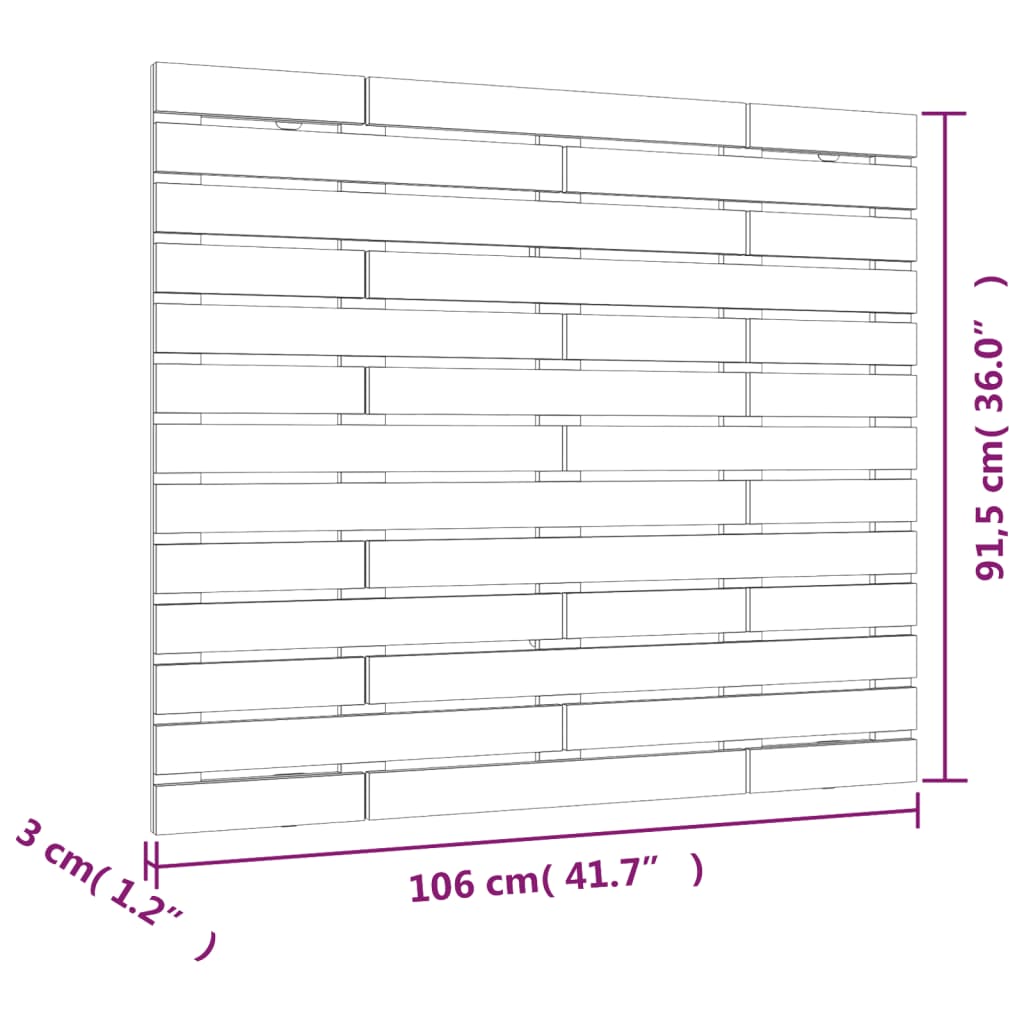 Tömör fenyőfa fali fejtámla 106 x 3 x 91,5 cm 8