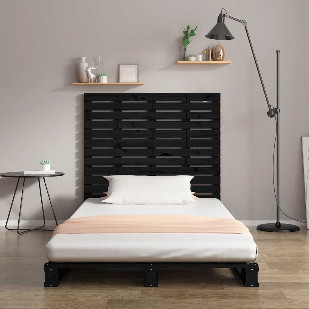 Fekete tömör fenyőfa fali fejtámla 96 x 3 x 91,5 cm 3