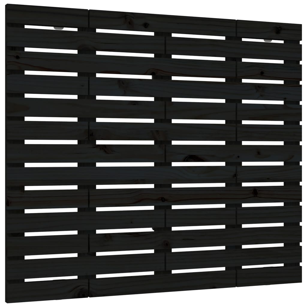 Fekete tömör fenyőfa fali fejtámla 126 x 3 x 91,5 cm 2