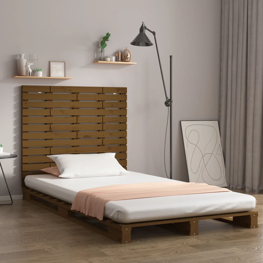 Mézbarna tömör fenyőfa fali fejtámla 81 x 3 x 91,5 cm