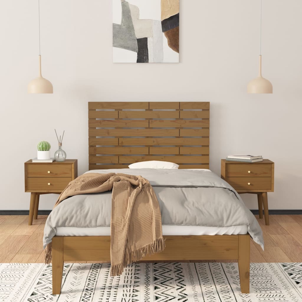 Mézbarna tömör fenyőfa fali fejtámla 96 x 3 x 63 cm 3