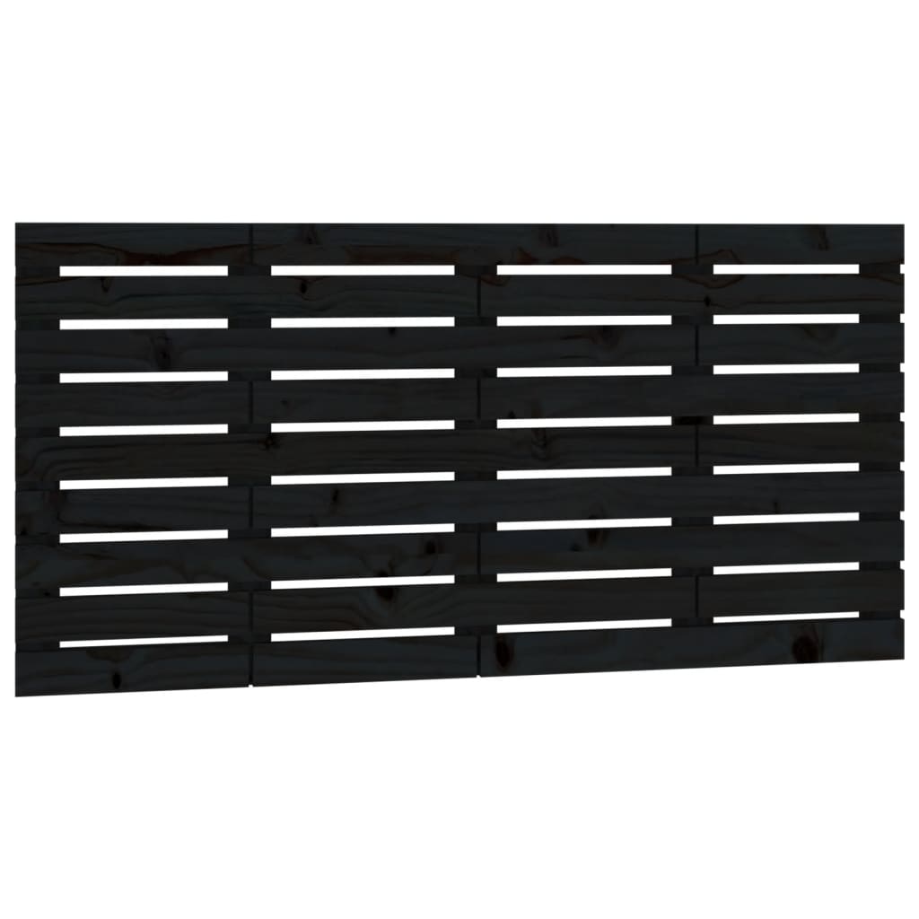 Fekete tömör fenyőfa fali fejtámla 126 x 3 x 63 cm 2