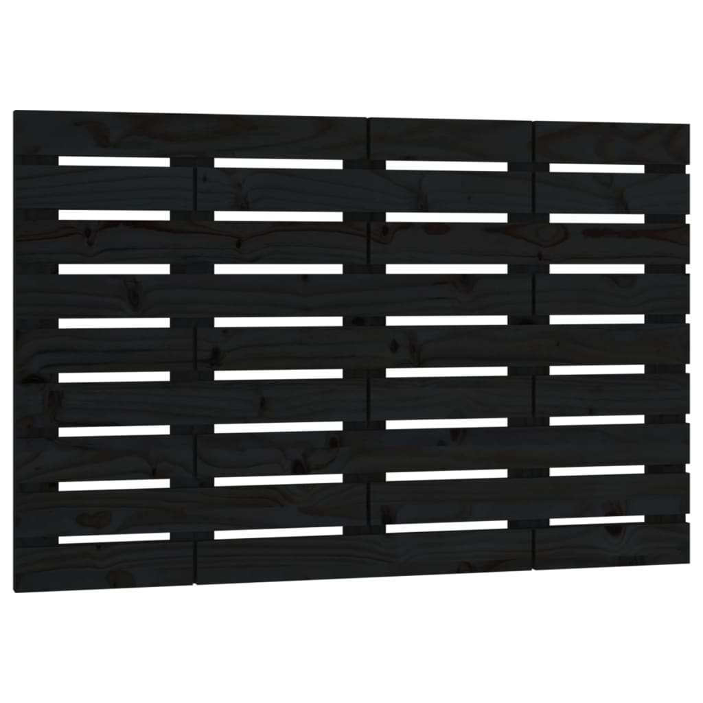 Fekete tömör fenyőfa fali fejtámla 81x3x63 cm 2