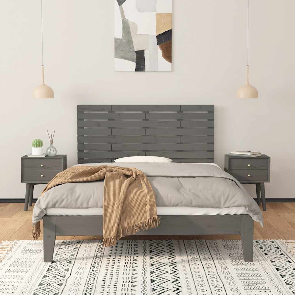 Szürke tömör fenyőfa fali fejtámla 141x3x63 cm 3