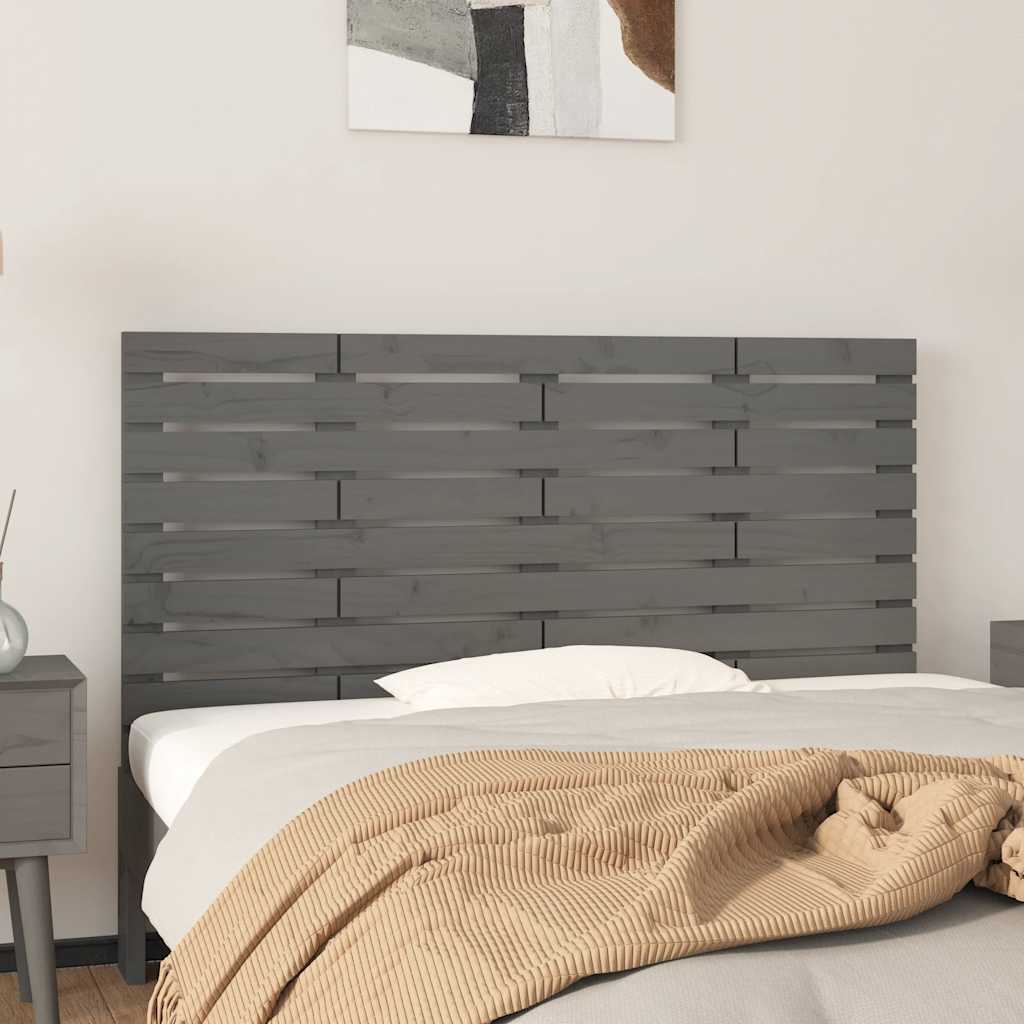 Szürke tömör fenyőfa fali fejtámla 141x3x63 cm