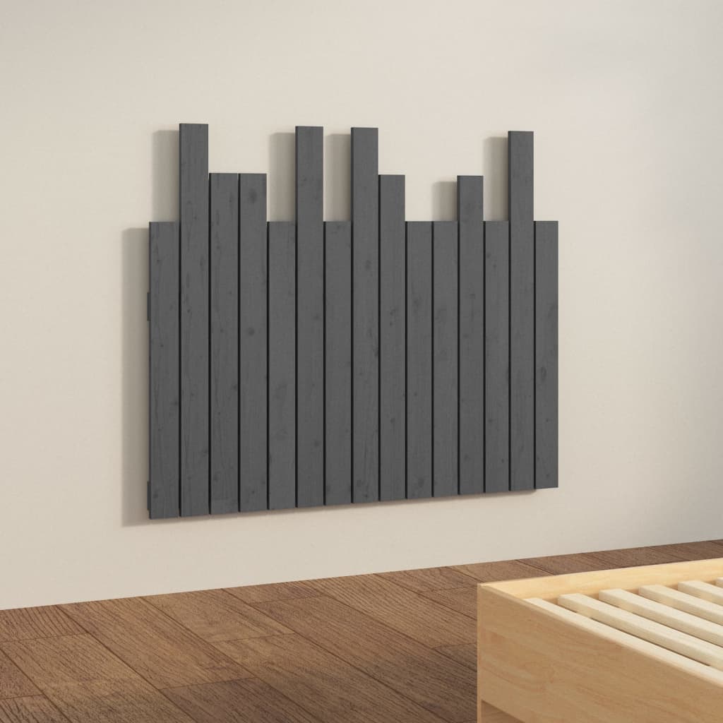 Szürke tömör fenyőfa fali fejtámla 95,5 x 3 x 80 cm 4