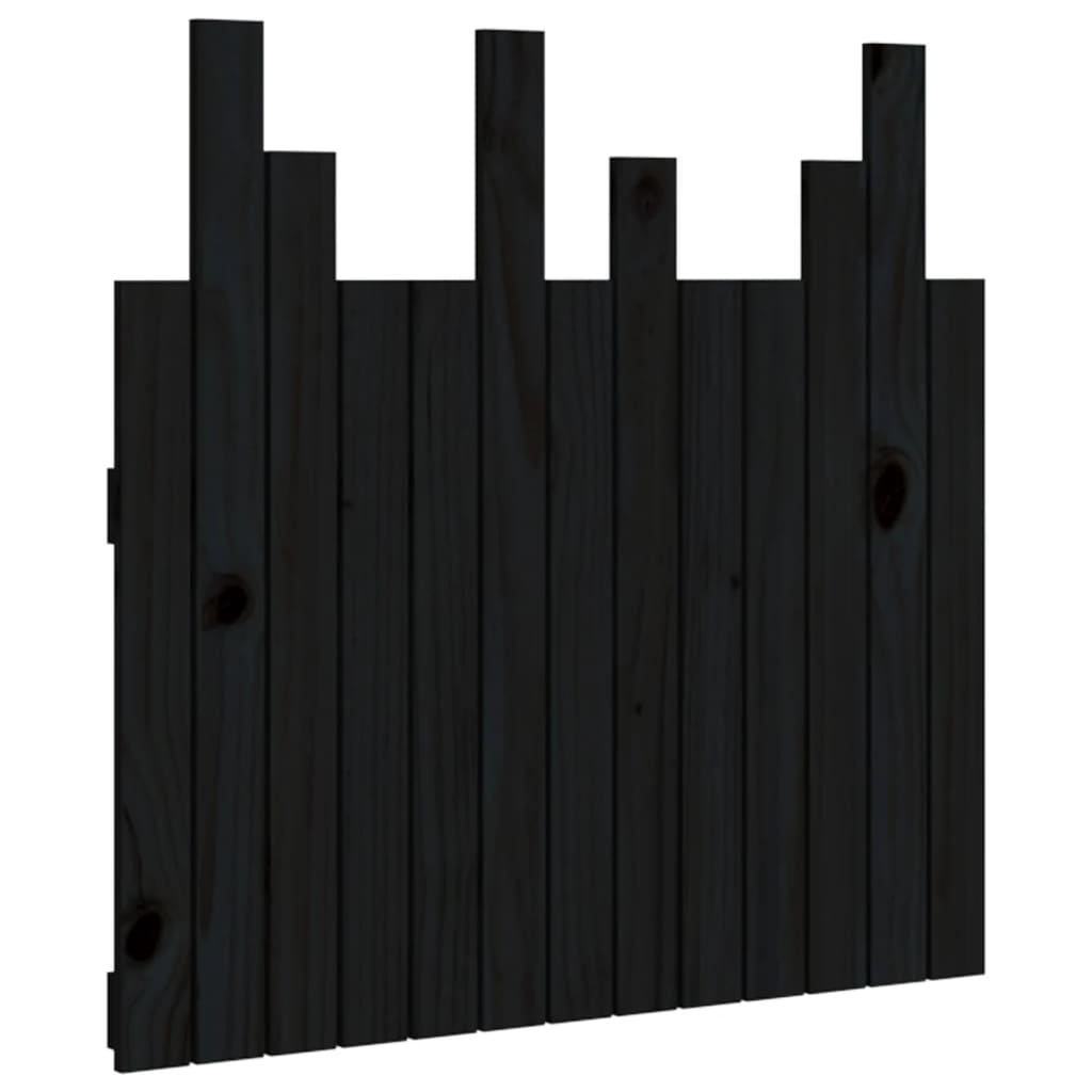 Fekete tömör fenyőfa fali fejtámla 82,5 x 3 x 80 cm 2