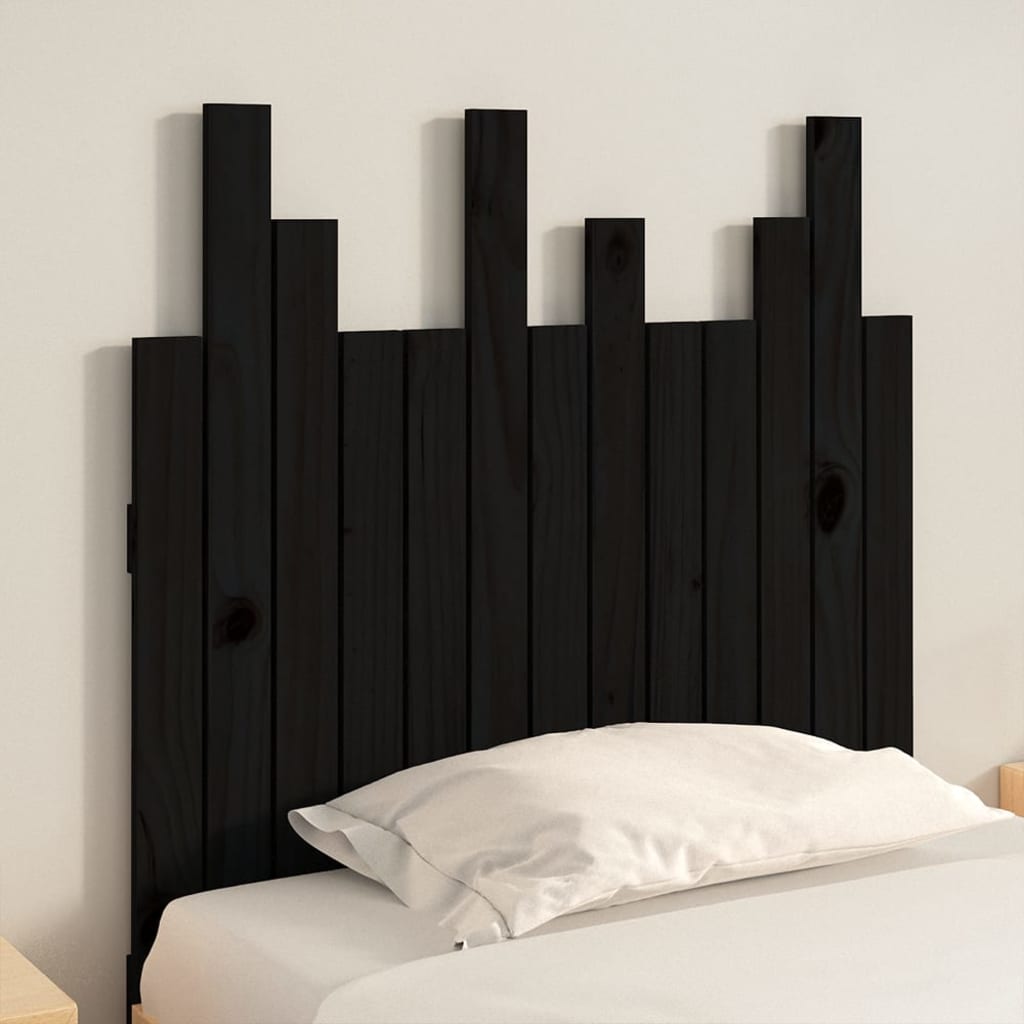 Fekete tömör fenyőfa fali fejtámla 82,5 x 3 x 80 cm 3